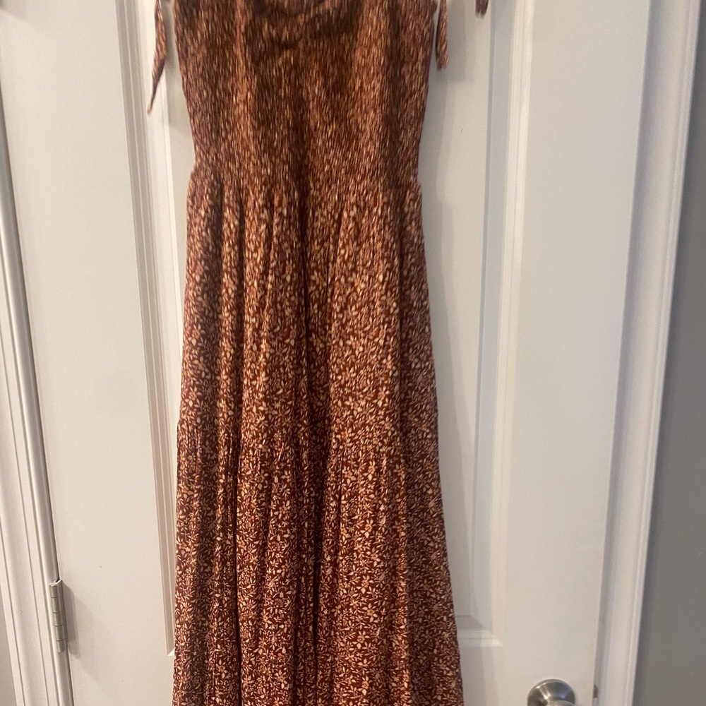 Madewell + Lucie Florentine Floral Tie Strap Tiered Midi Dress